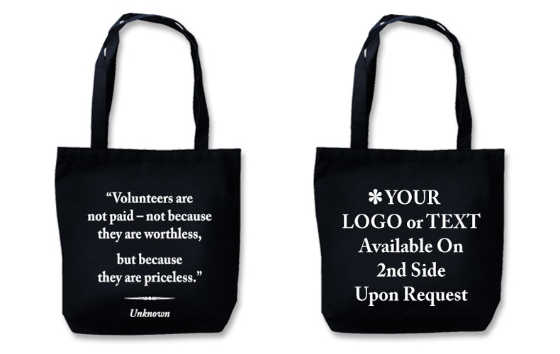 Eco Friendly Tote With Quote"Volunteers Are Priceless" Eco Friendly Tote With Quote"Volunteers Are Priceless"